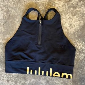 Lululemon Black sports bra, longline with zipper detail